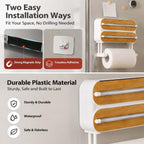 Magnetic Foil & Plastic Wrap Organizer, 3-in-1 Dispenser with Cutter (B, XL)