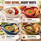 Soup and Sandwich Bowls Combo, Ceramic Soup Bowls with Bread Holder (Blue)
