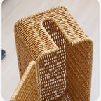 Handwoven Rattan Cable Management Box, Rattan Cable Organizer, Wicker Cable Management Box, for Cables, Chargers, Electronics (White)