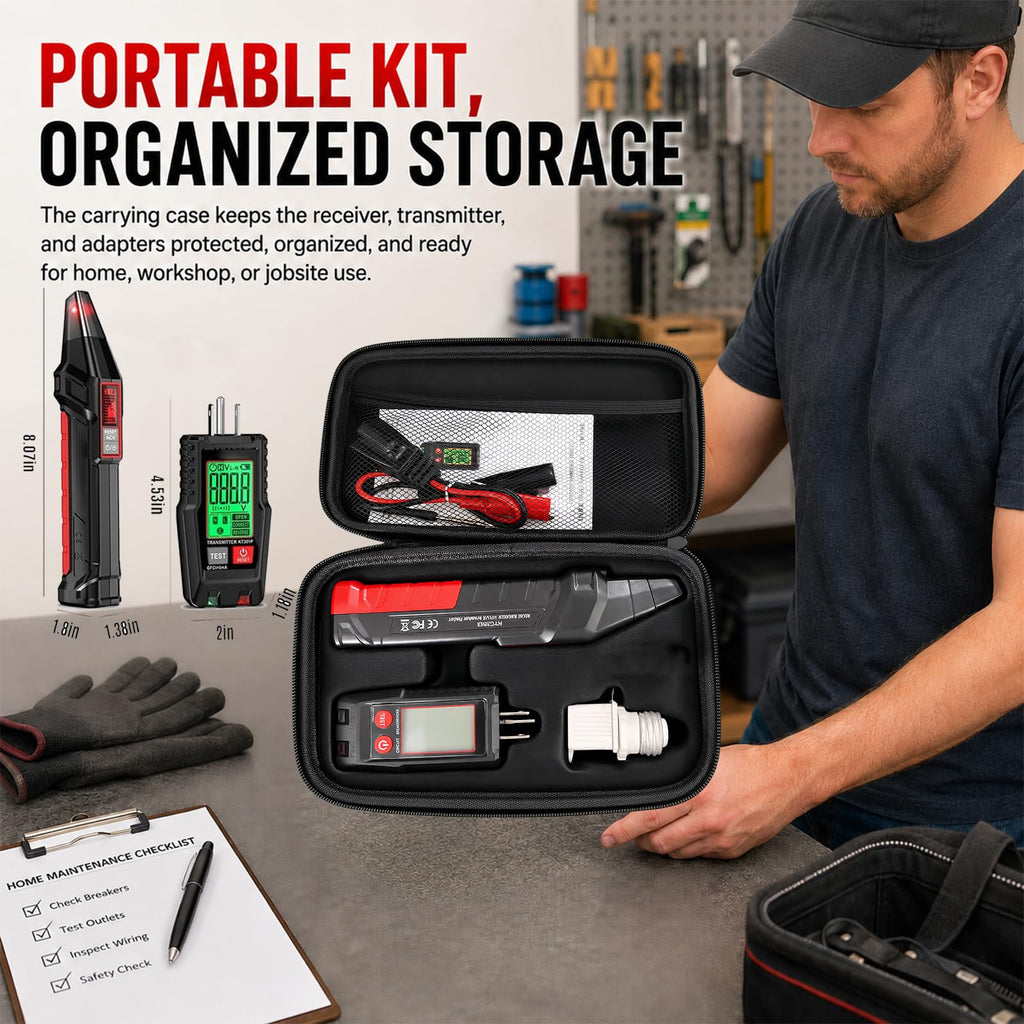 Digital Circuit Breaker Finder and Outlet Tester Kit with LCD Display