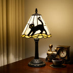 Tiffany Stained Glass Black Cat Table Lamp for Home Decoration