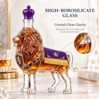 Royal Lion Whiskey Decanter, 3D Crown Glass Bottle