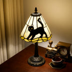 Tiffany Stained Glass Black Cat Table Lamp for Home Decoration
