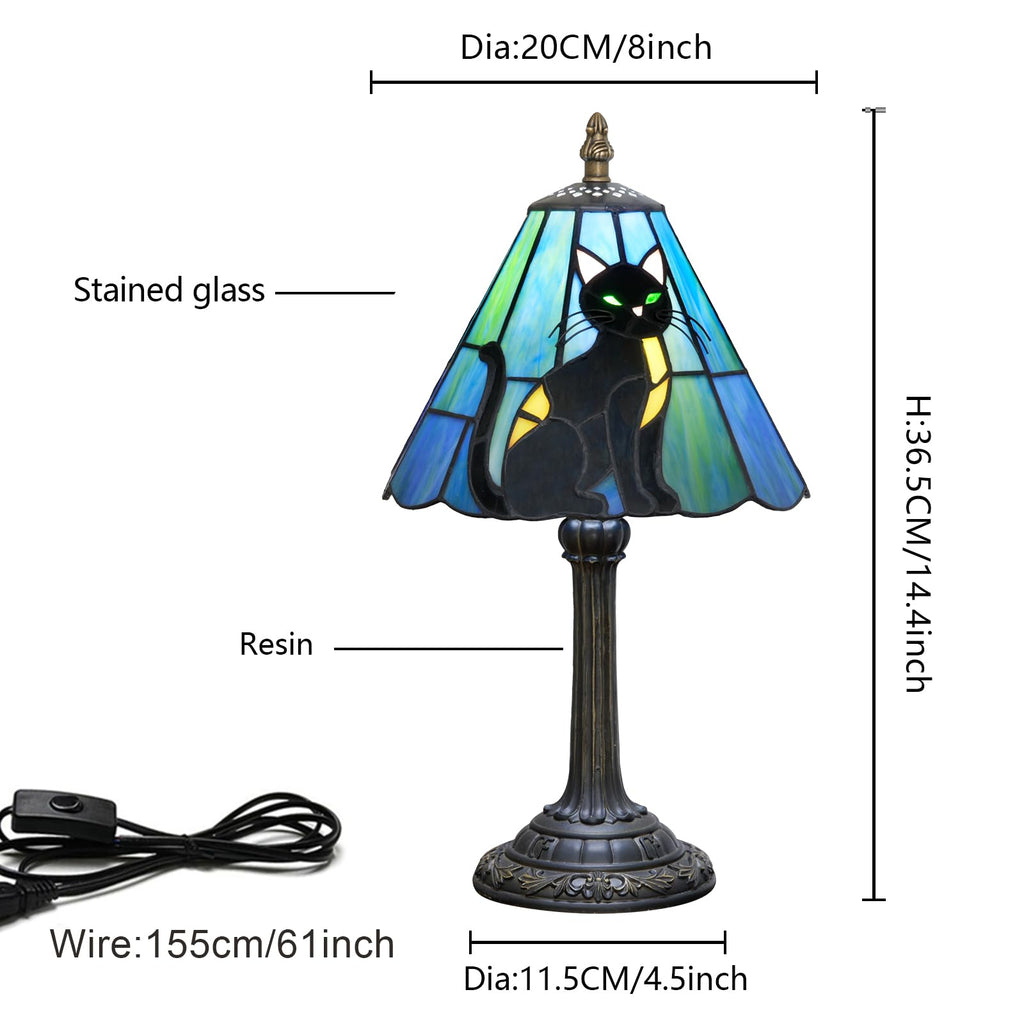 Tiffany Stained Glass Table Lamp Black Cat Bedside Lamp Home Decoration