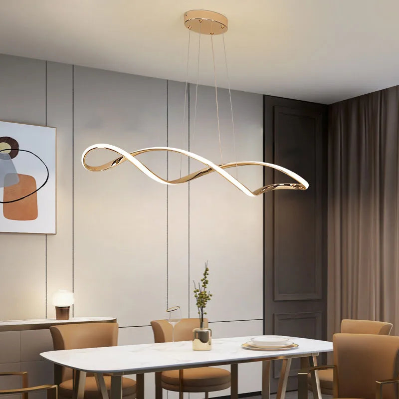 Modern LED Chandelier Pendant Light w/Remote , Adjustable Height Dimmable Ceiling Light for Kitchen Island, Dining Room Lighting