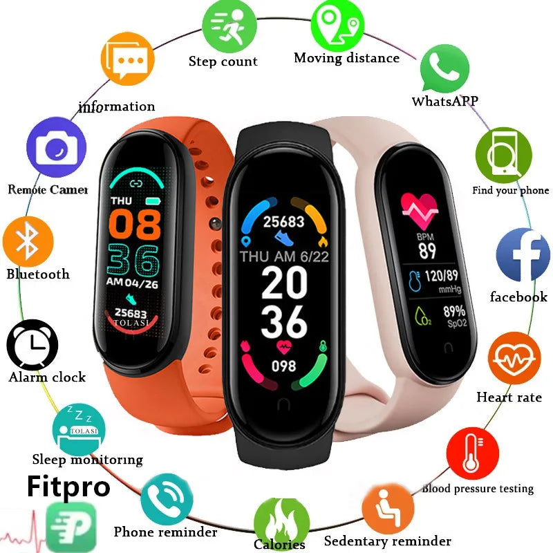 M6 Smart Watch Men Women Monitor Fitness Sports Smart Band Fitpro Version Music Heart Rate Take Pictures Smartwatch for Android