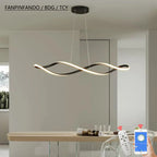 Modern LED Chandelier Pendant Light w/Remote , Adjustable Height Dimmable Ceiling Light for Kitchen Island, Dining Room Lighting