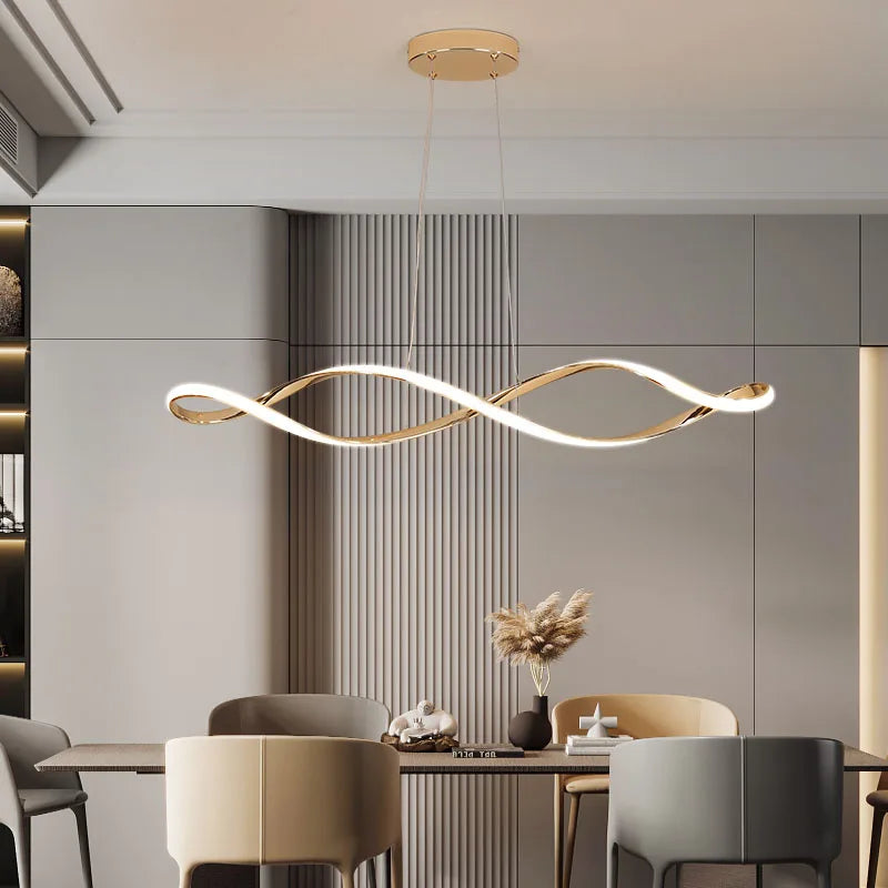 Modern LED Chandelier Pendant Light w/Remote , Adjustable Height Dimmable Ceiling Light for Kitchen Island, Dining Room Lighting