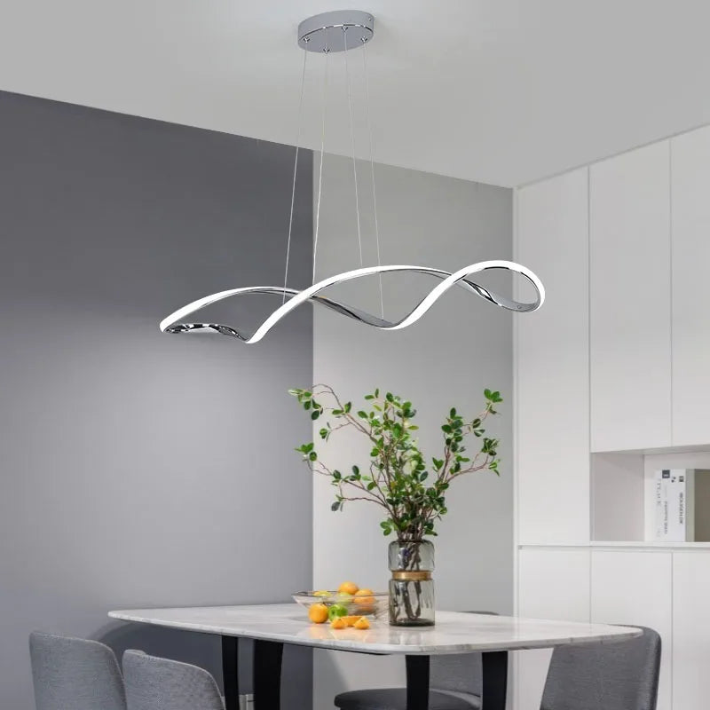 Modern LED Chandelier Pendant Light w/Remote , Adjustable Height Dimmable Ceiling Light for Kitchen Island, Dining Room Lighting