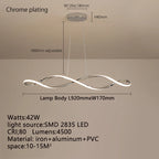 Modern LED Chandelier Pendant Light w/Remote , Adjustable Height Dimmable Ceiling Light for Kitchen Island, Dining Room Lighting