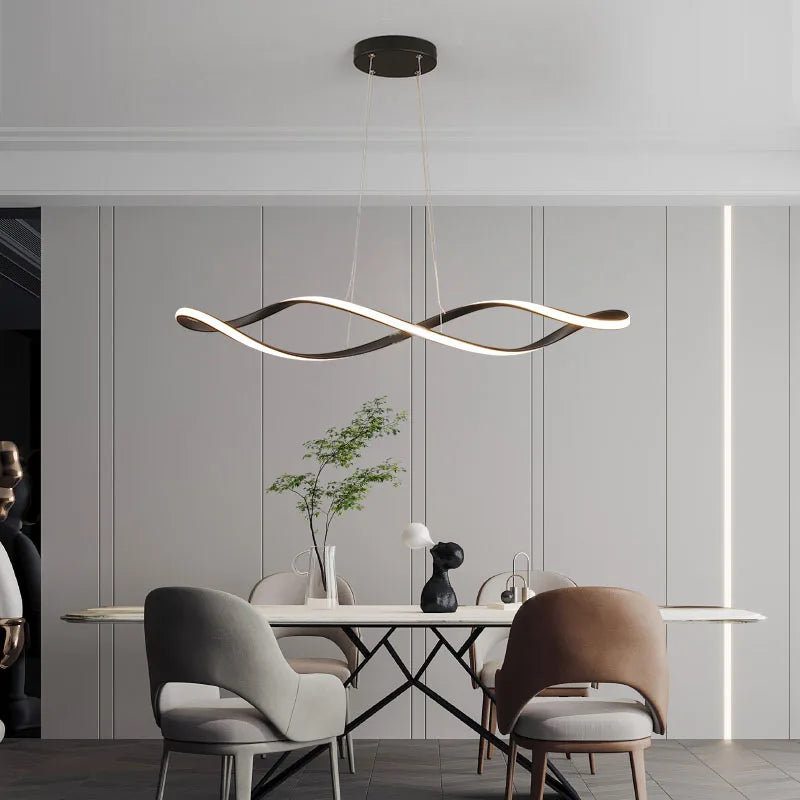 Modern LED Chandelier Pendant Light w/Remote , Adjustable Height Dimmable Ceiling Light for Kitchen Island, Dining Room Lighting