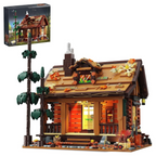 TYCOLE Wood Cabin Building Blocks Set with Lights for Adults and Girls 8-12