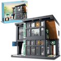 City Coffee Shop Building Block Set, 581PCS Architecture Model with Lights