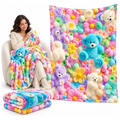3D Plush Throw Teddy Bear Blanket, Fluffy Flannel Comfort，A：51×59 in