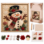 AUOBAG 3D Christmas Fabric Poke Art Kit DIY Snowman Craft Set (Snowman)