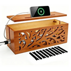 Wood Cable Management Box, Cord Organizer & Decorative Power Strip Cover