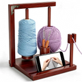 Wooden Yarn Holder for Crocheting, Double Magnetic Spindles Yarn Spinner