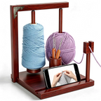 Wooden Yarn Holder for Crocheting, Double Magnetic Spindles Yarn Spinner