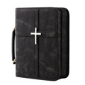 Vegan Leather Bible Cover for Men Women, Black Bible Case with Zipper Handle