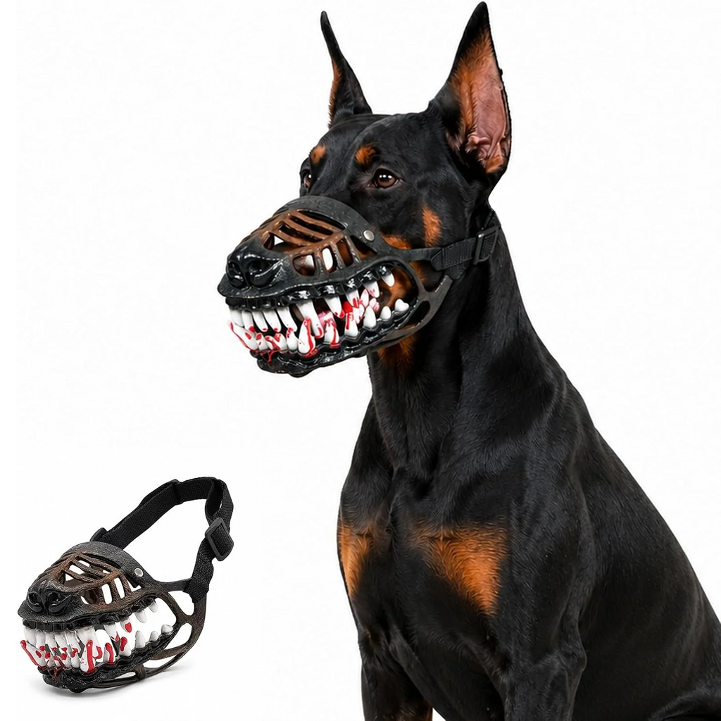 Scary Dog Muzzle Mask, Halloween Hellhound Monster Teeth Costume for Medium and Large Dogs (L)
