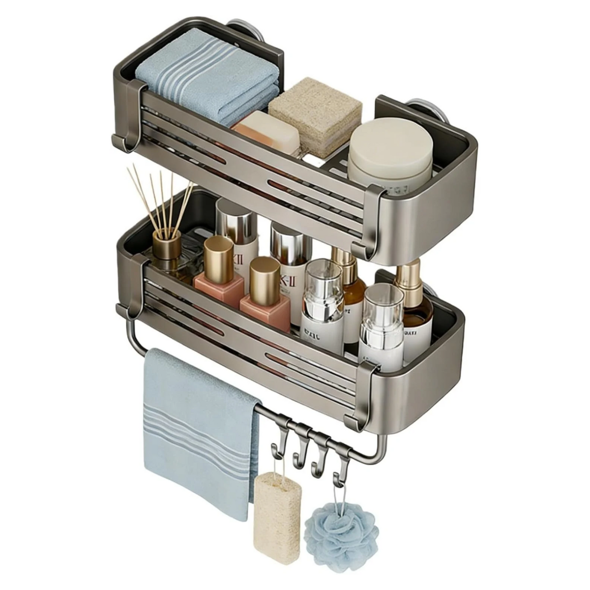 8-Compartment Cutlery Basket, Gray Dishwasher Silverware Organizer with Drainage Holes