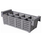 Commercial Dishwasher Rack, 8-Compartment Silverware Drying Basket with Drain Holes, Gray