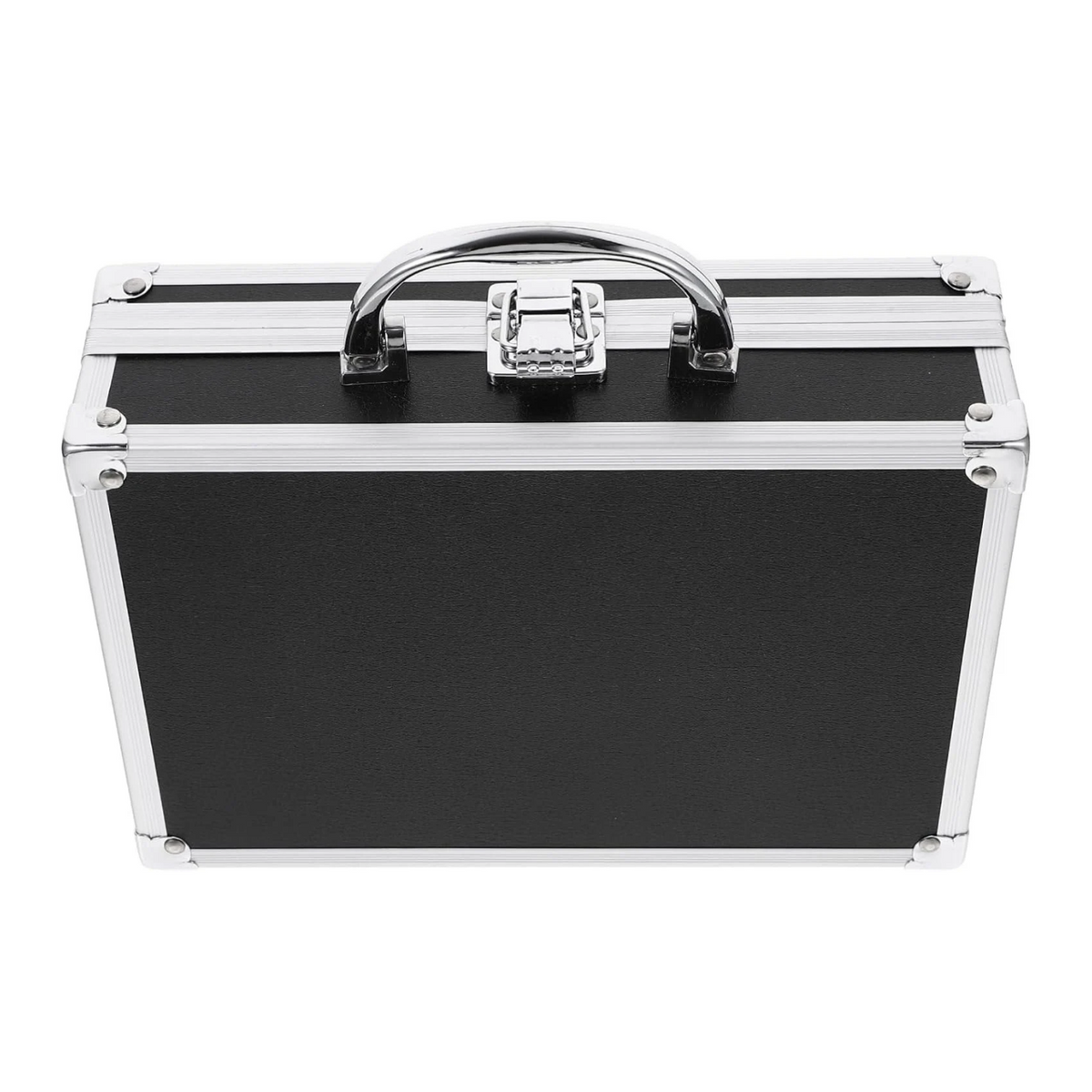 Tool Box Briefcase Aluminum Alloy Hard Shell for Office Travel Black Finish, Handle Design with Large Capacity Interior, Protects Valuables, Business Trip Storage Box