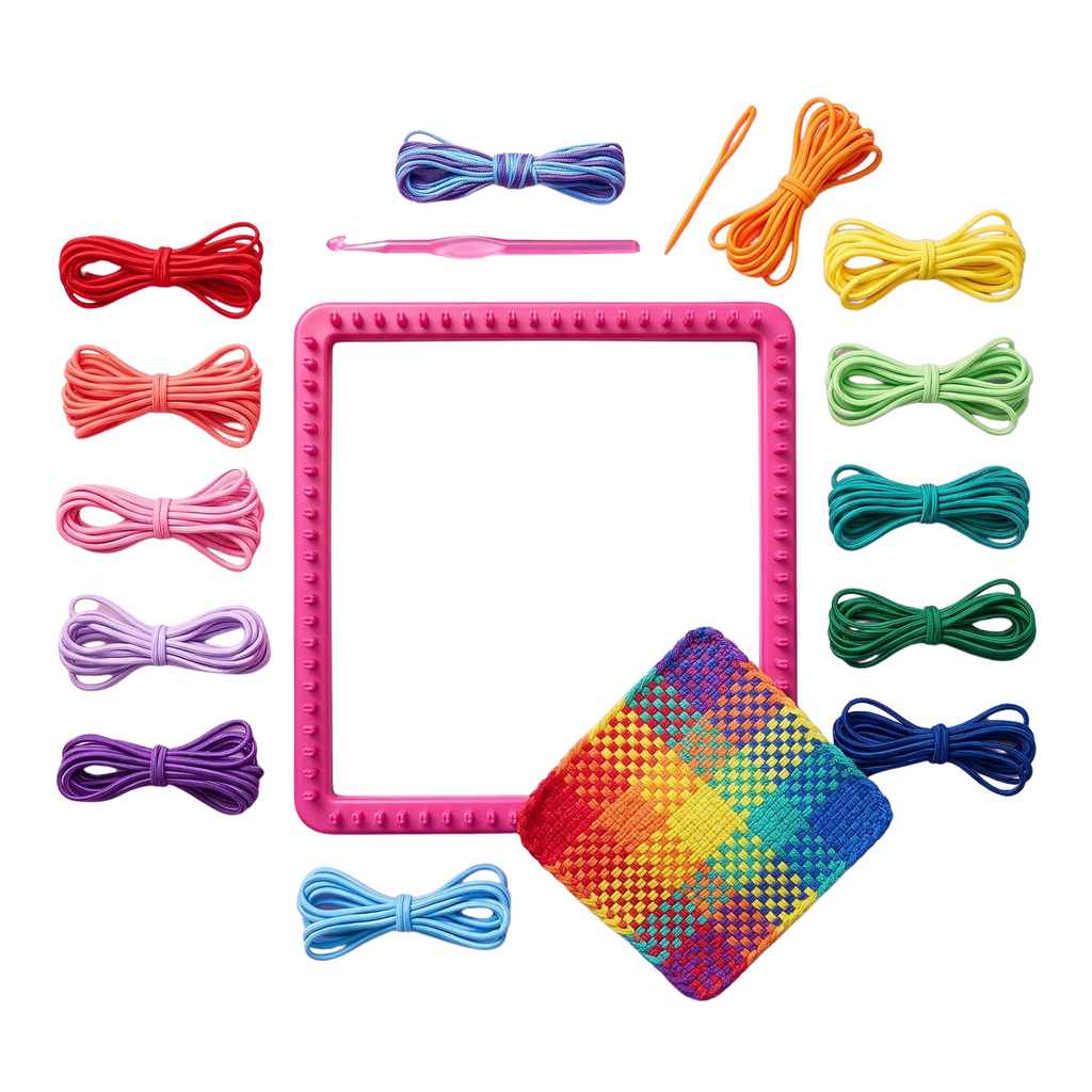 Weaving Loom Kit, DIY Potholder Knitting Kit with 192 Craft Loops for Beginners