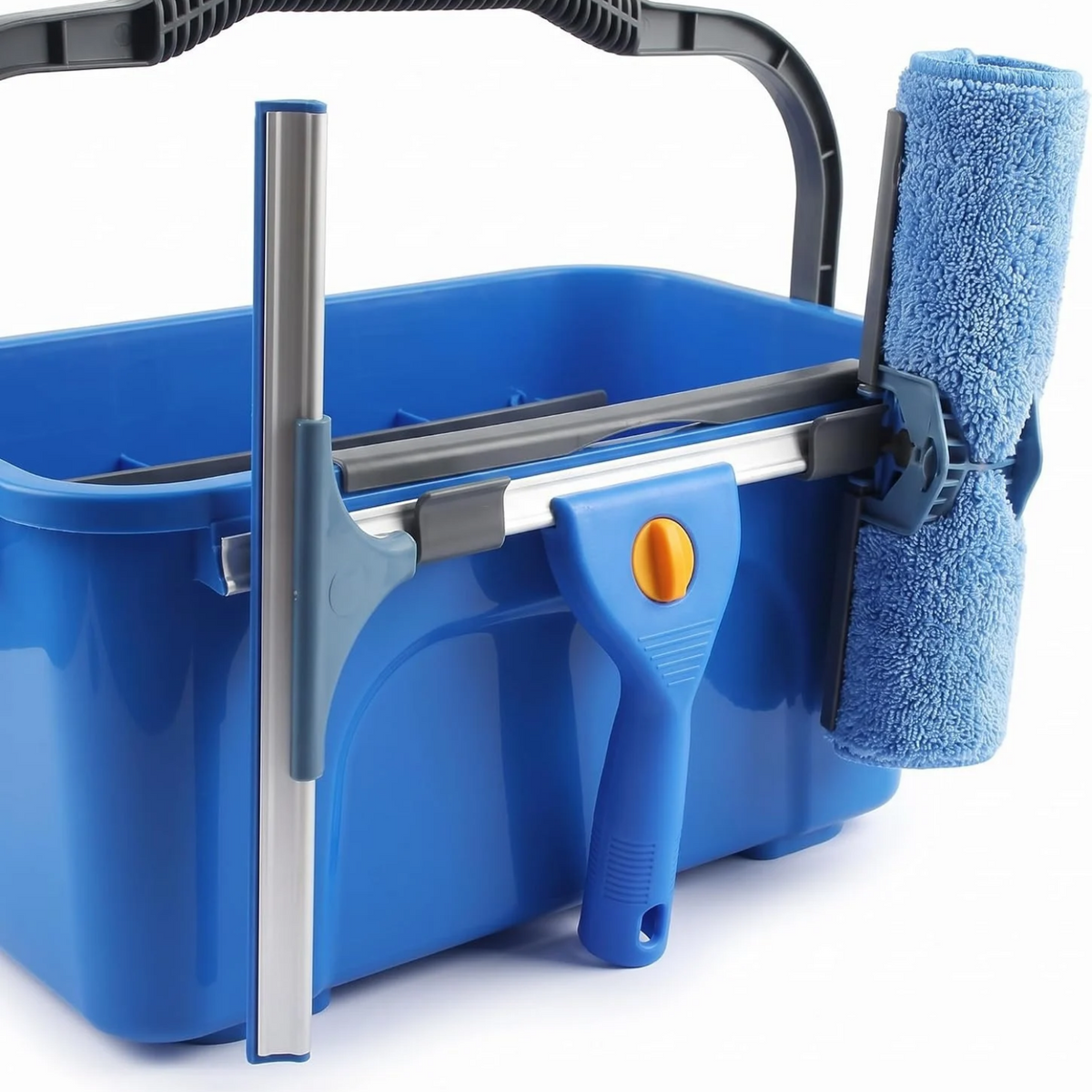 Exterior Window Cleaning Kit with 3 Gallon Bucket, Squeegee, Scrubber & Extension Pole