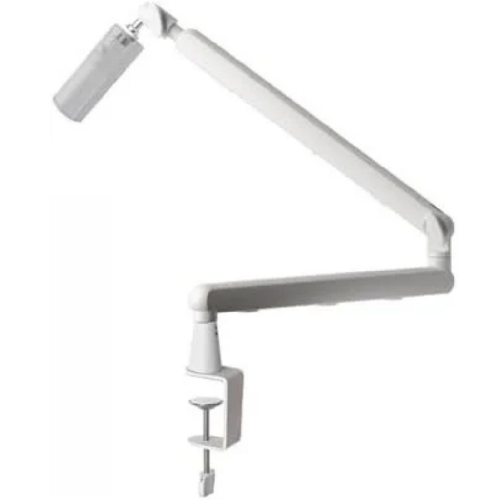 White 360° Rotatable Mic Stand, Microphone Boom Arm, Low Profile Mic Arm, Compatiblewith 3/8" 5/8" 1/4" Screw, for Podcasts Gaming Office Recording (white standard)