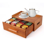Tea Bag Organizer, Acacia Wooden Tea Organizers and Storage Box, Tea Box Organizer, Organizador De Tes Caja Para Te, Ideal Gift for Tea Enthusiasts