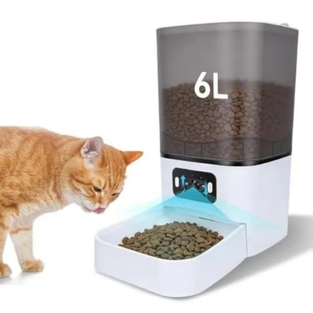 6L Automatic Cat Feeder, Cat Automatic Feeder with Camera, 180° Wide Angle 2MP & Two-Way Talk Feature & Voice Recording & 5GHz 2.4GHz WiFi