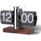 Flip Desk Clock, Retro Digital Flip Down Clock, Automatic Turning Battery Operated Mechanical Clock, for Home Room Office Décor (Black)