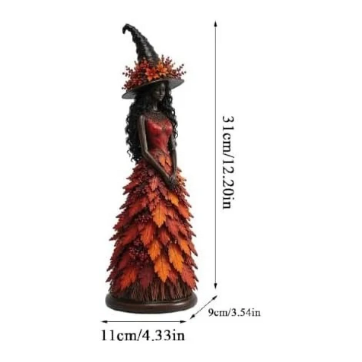 12.2'' Premium Large Resin Enchanted Autumn Witch Figurine (Single-Green)