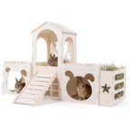 Extra Large Rabbit Castle, Bunny House Indoor, Detachable Hideaway, Hay Rack & Multistory & Ventilated & Sturdy, for Guinea Pig Chinchilla Ferret Rabbit