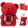 Gugxiom Cute Preserved Rose Teddy Bear, Preserved Real Rose Teddy Gift Box, Rose Bear, Romantic for Her in Mother's Day, Valentine's Day, Wedding, Anniversary, Birthday (Red)