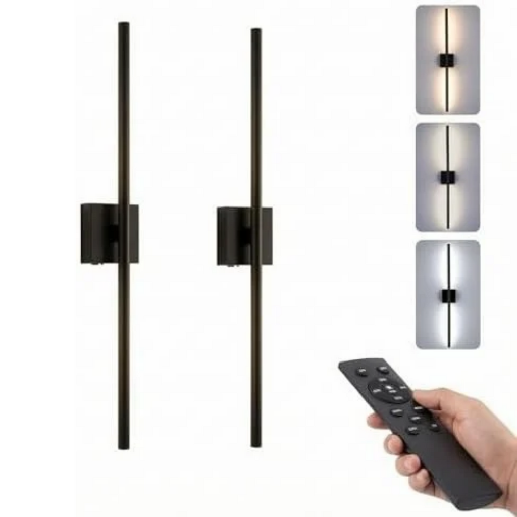 Gugxiom 2Pcs 10000mAh Battery Operated Wall Sconces, Wireless Wall Lights, 71cm/28in, Touch Control & 360° Adjustment, for Living Room Hallway Bedroom Dining Room (Black)