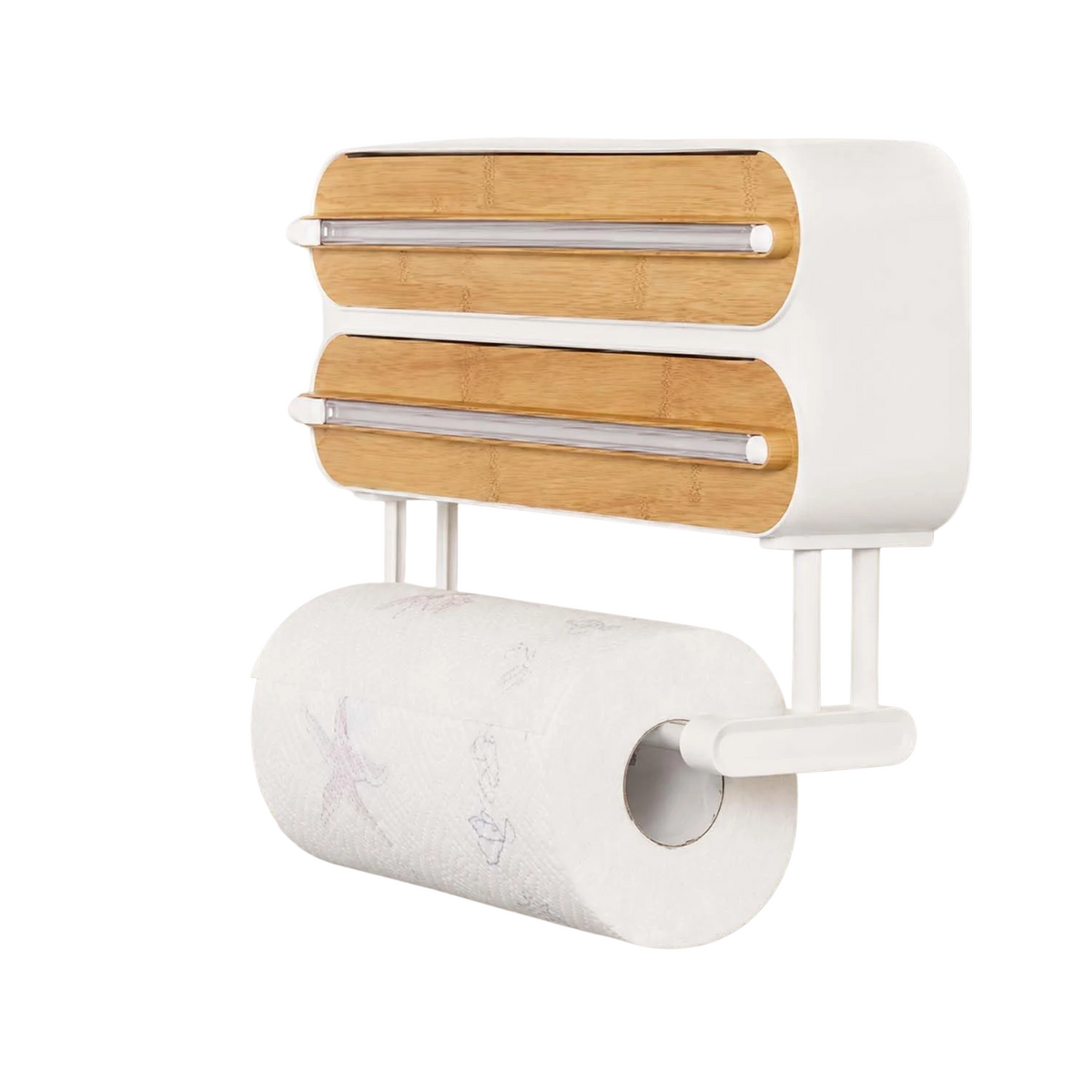 Magnetic Foil & Plastic Wrap Organizer, 3-in-1 Dispenser with Cutter (B, XL)