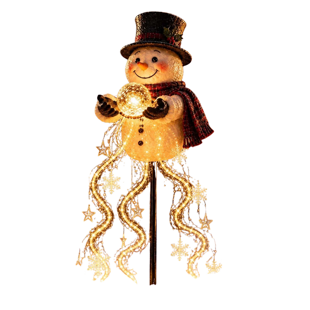 Snowman Magic Fountain Solar Holiday Light, Cascading Snowflake LED