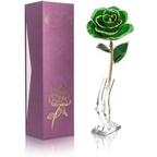 Gugxiom Gold Dipped Rose, Long Lasting Green Forever Bloom, Unique Decor Roses for Valentines Day, Mothers Day, Weddings, Anniversaries Etc.