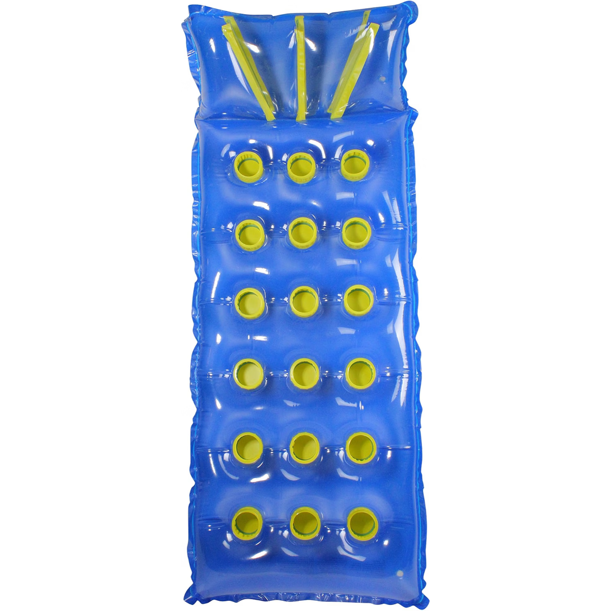 76" Blue and Yellow Inflatable 18-Pocket French Style Swimming Pool Air Mattress