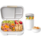 Modern Bento-Style Lunch Box Set With Reusable Snack Cup