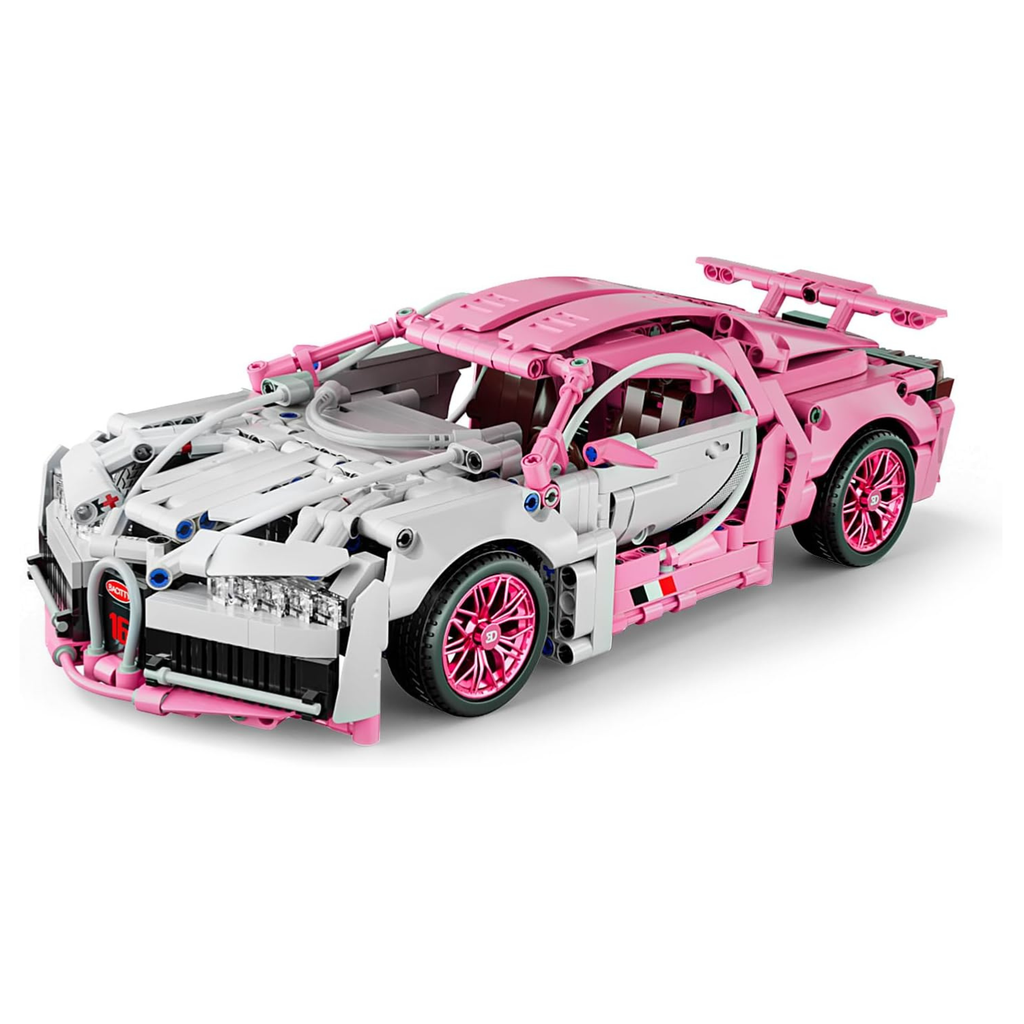 1:14 Pink Race Car Building Blocks, 1,144-Piece Supercar Model Kit