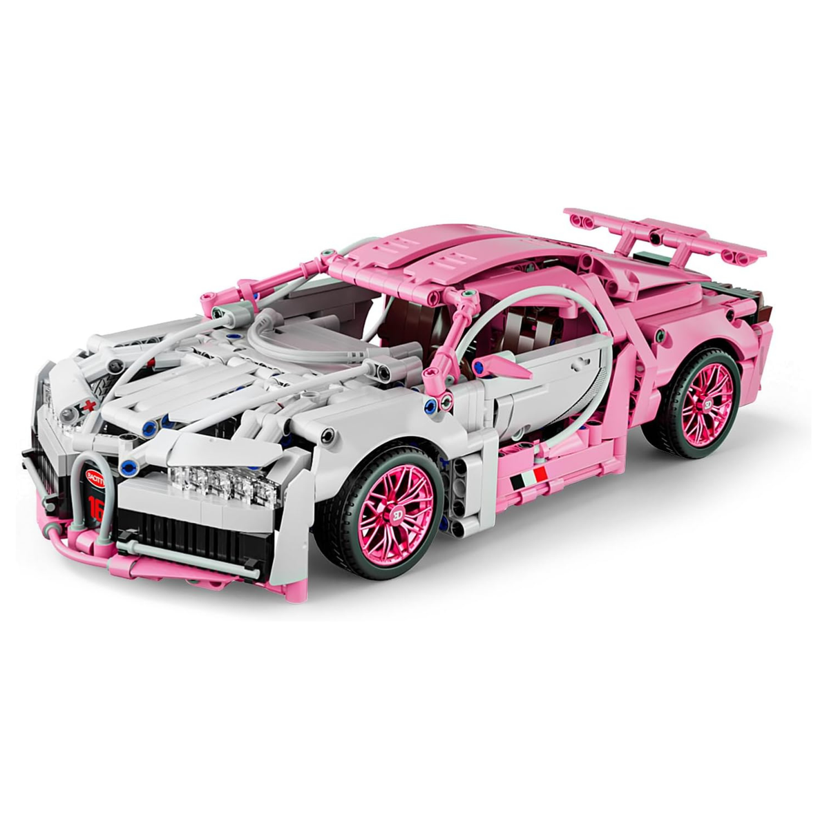 1:14 Pink Race Car Building Blocks, 1,144-Piece Supercar Model Kit
