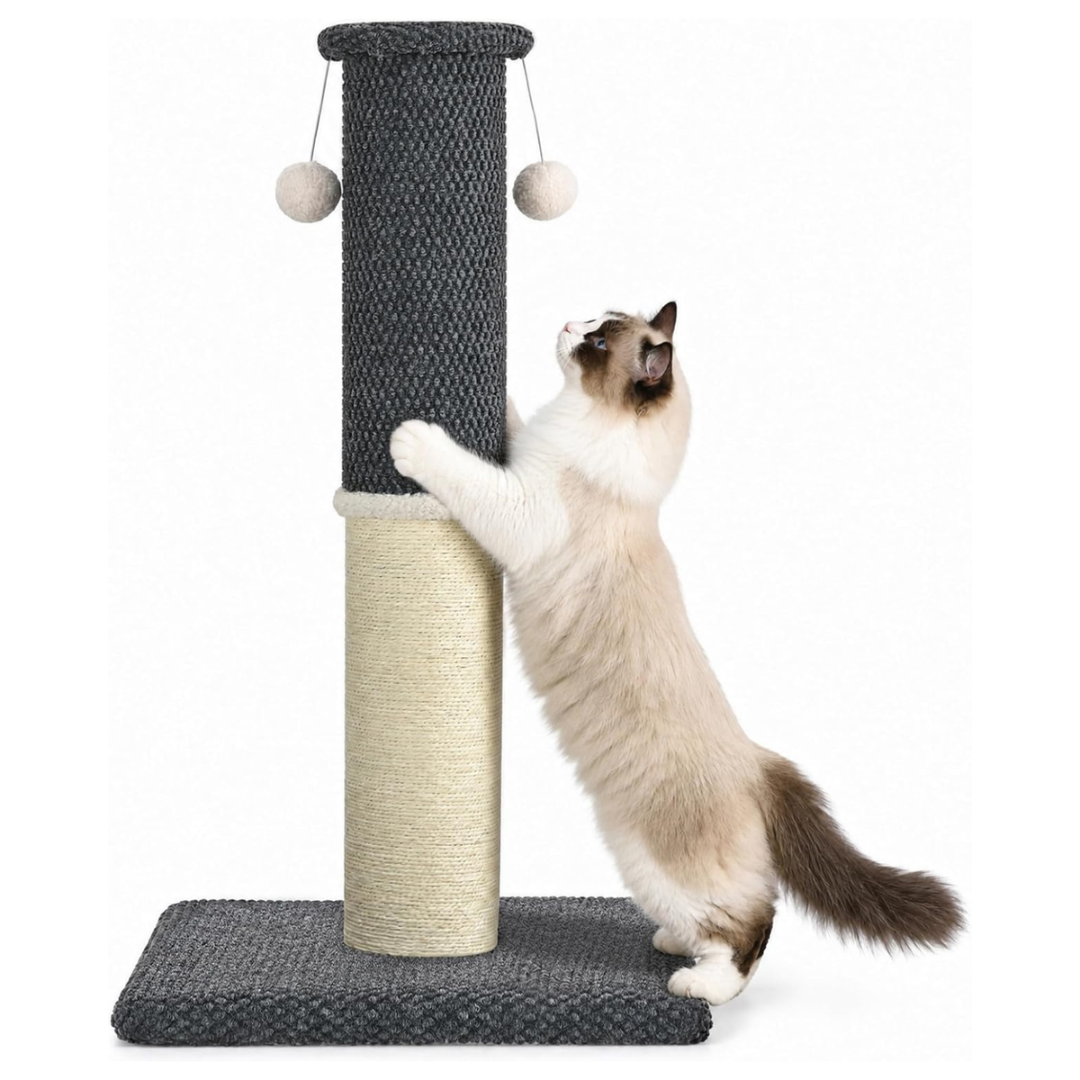 Made4Pets Tall Cat Scratching Post, 33" Sisal & Carpet Scratcher