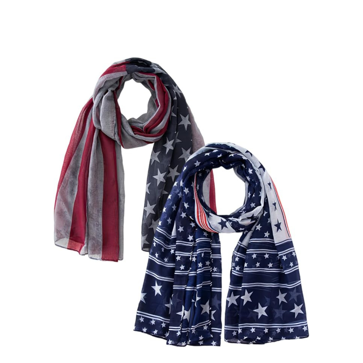 2 Pcs USA Flag Scarf Americana Stars and Stripes Patriotic Shawl for Men Women