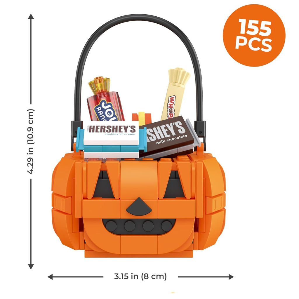 Hershey's Trick or Treat Tub Building Kit, 155-Piece Halloween Candy Bucket