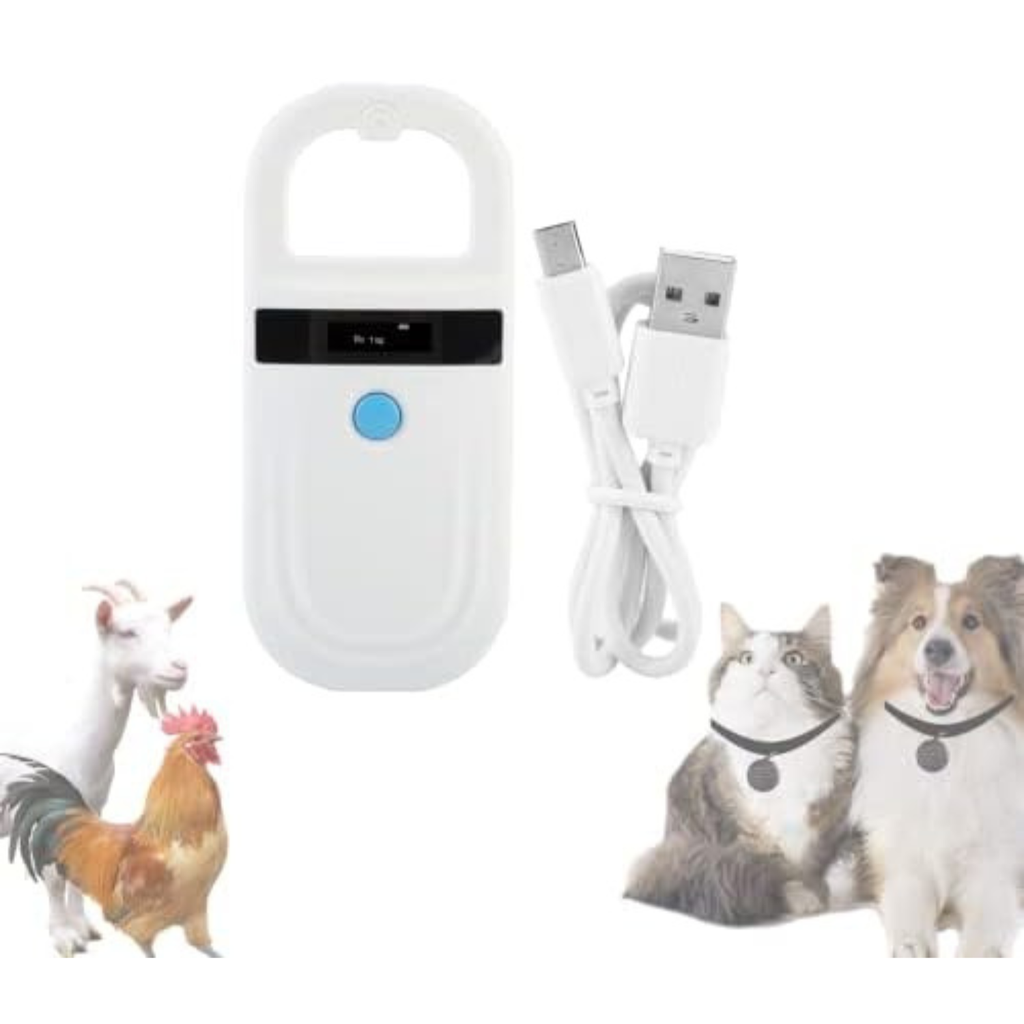 Gugxiom Pet Microchip Scanner, 134.2Khz/125Khz Pet Microchip Reader with OLED Display, Low Battery Alarm Animal Chip ID Scanner for FDX B(ISO11784/11785) and EMID microchips
