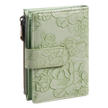 Light Green PU Leather Trifold Wallet for Women, RFID Blocking Purse with Card Slots & Coin Pocket
