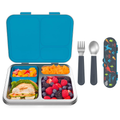 Kids Stainless Steel Prints Lunch Box Set With Reusable Stainless Steel Utensils (Dinosaur)